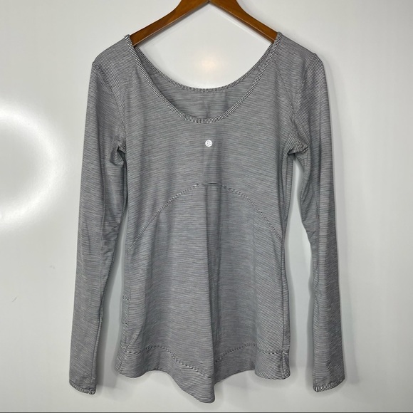 Zella Scoop Back Striped Activewear Long Sleeve Top Small - Picture 2 of 7